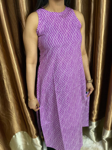 Lehariya Purple Soft Cotton Kurta